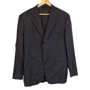 Isaia Napoli Gray Striped Wool Blazer Sport Coat Size 56 IT - 46 US